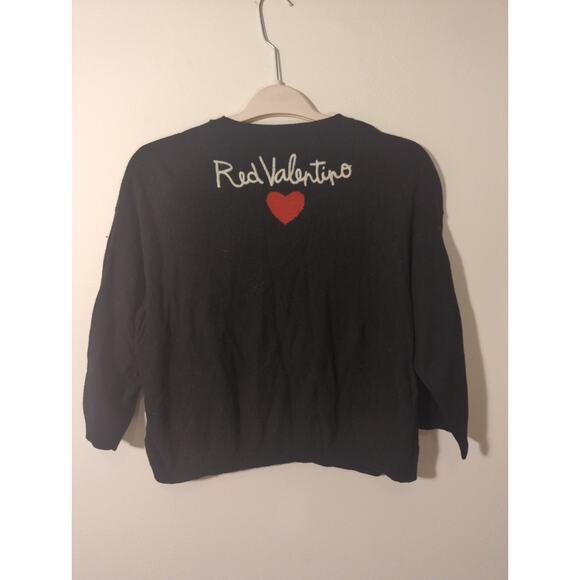 RTR RED Valentino Logo Eye Black Embroidered floral  Pullover Sweater Size XL - Picture 6 of 6
